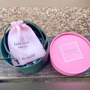 Kate Spade Round Gift Box with Lid & Small Pink Jewelry Bag & Tissue Paper